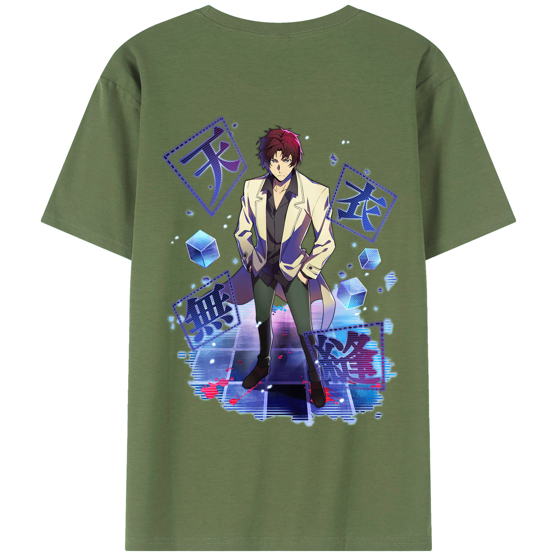 （画像用） 文豪ストレイドッグス Bungo Stray Dogs 綿100％ メンズ半袖Tシャツ（バックプリント） 通気性